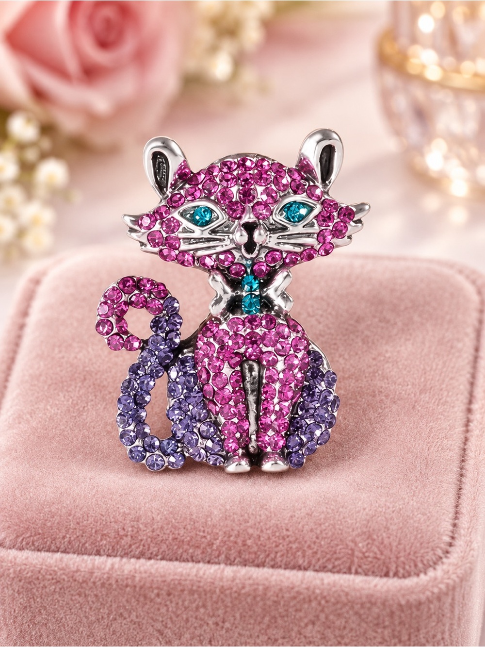 The Eleanor Collection Jeweled Cat Brooch • Crystal Statement Pin